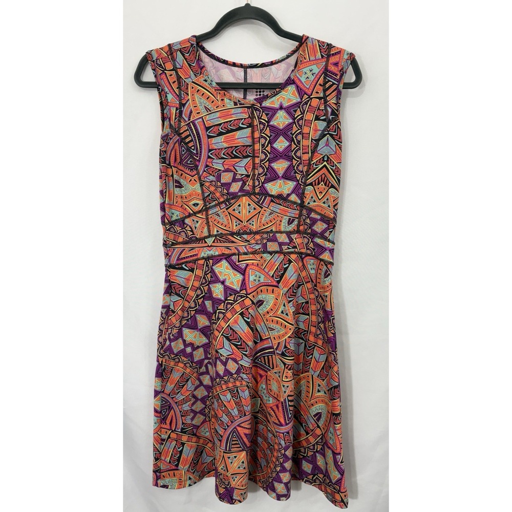 Title Nine Dream Athletic Dress Geometric Sleeveless Travel Zip Pocket Womens S